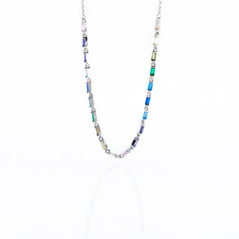 Collana Vivara in argento 925 con pietre colorate baguette, elegante choker